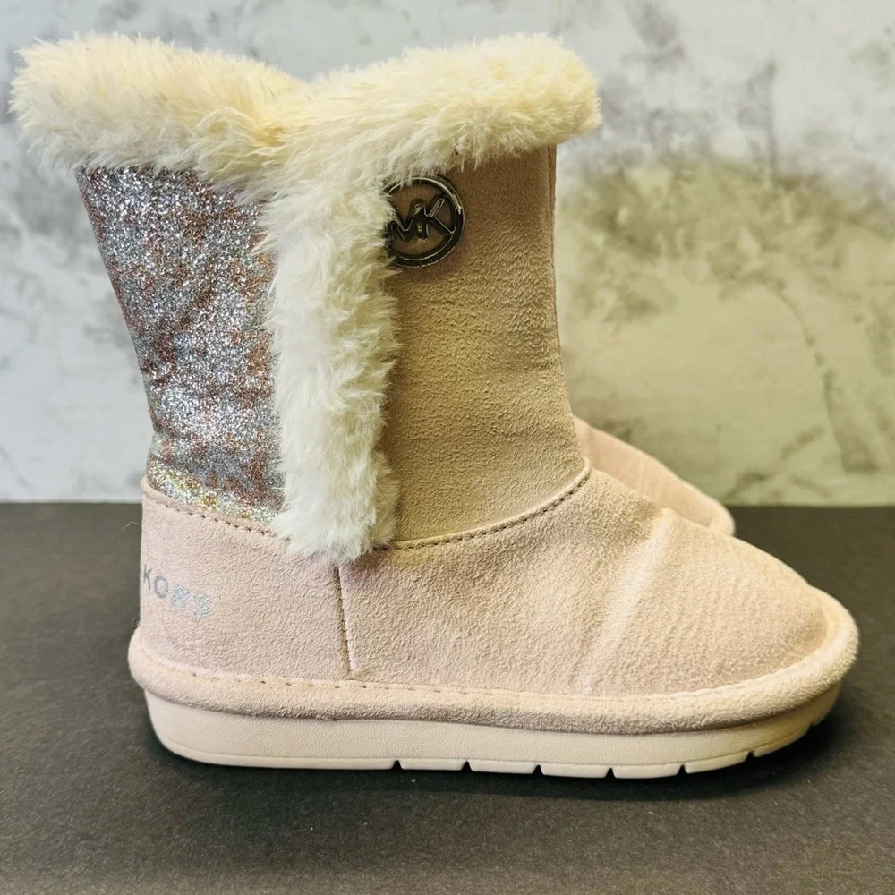 Michael Kors Girls Faux Fur Suede Boot Pink Multi Toddler Girl’s Size 7